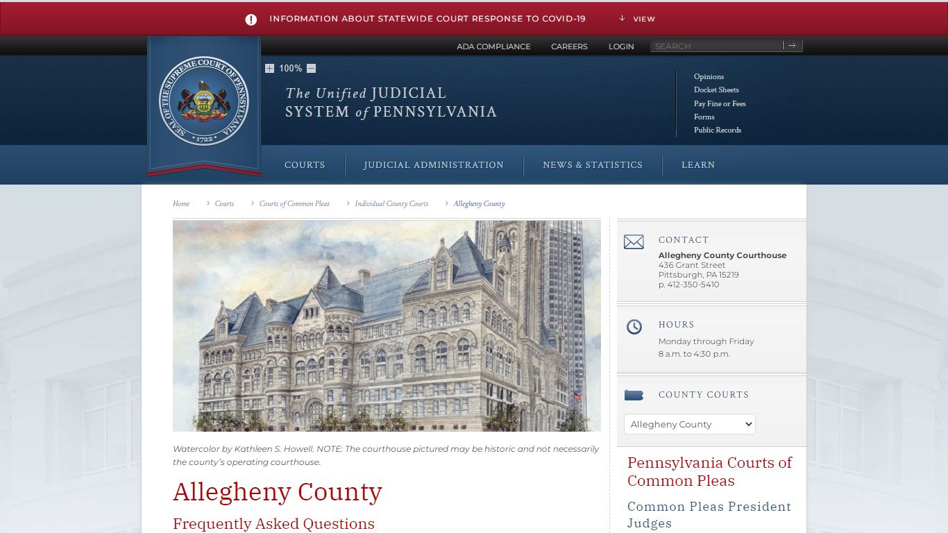 Allegheny County | Individual County Courts | Courts of Common Pleas ...